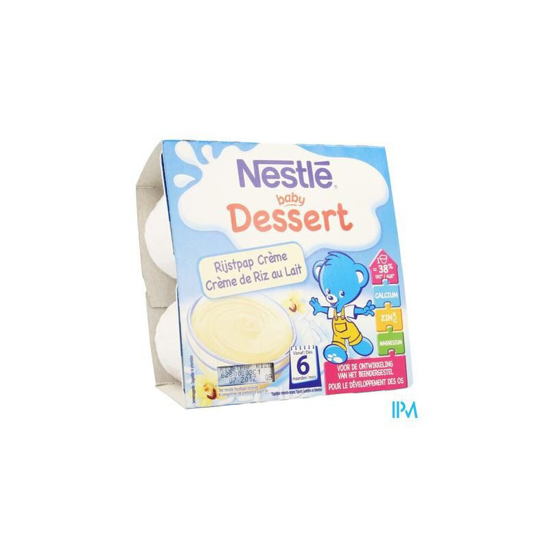 Desserts bébé 6+ mois riz au lait Nestle P'tit Onctueux x4 - 100g